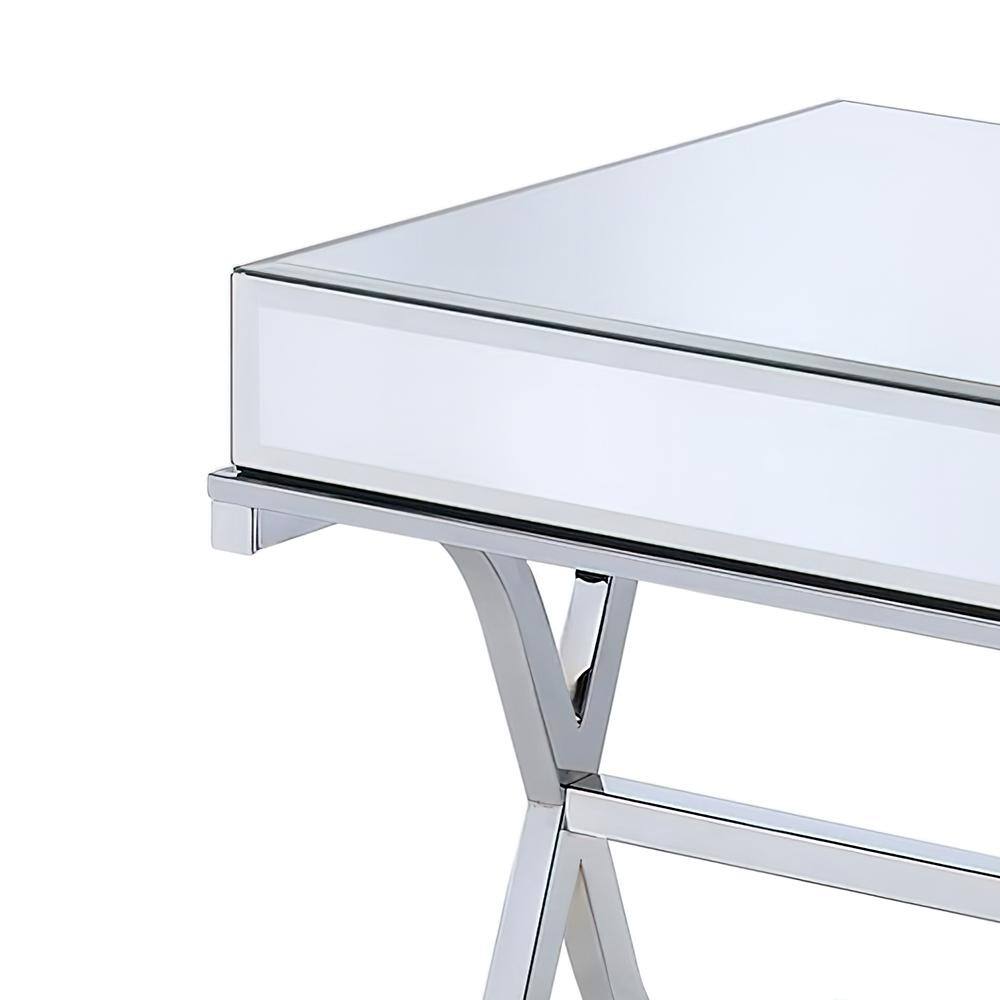 Yuri 21" Chrome Finish Mirrored Metal End Table