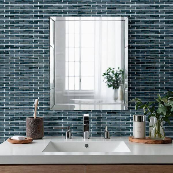 MSI Oasis Blast 12 in. x 12 in. x 6 mm Glossy Glass Mesh-Mounted Mosaic Tile (1 sq. ft.) MSI Oasis Blast 12 in. x 12 in. x 6 mm Glossy Glass Mesh-Mounted Mosaic Tile (1 sq. ft.)
