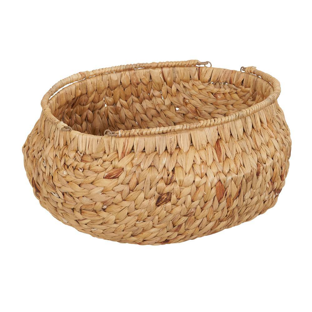 Natural Water Hyacinth Wicker Storage Basket with Handles