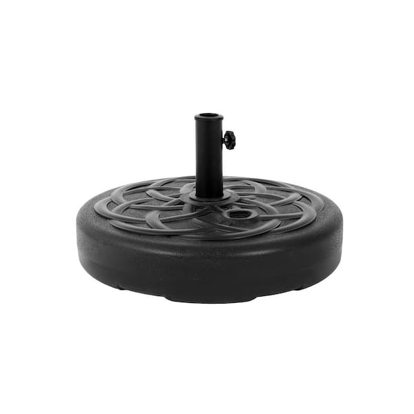 Unbranded Plastic Round Patio Umbrella Base Can Be weighed with 220 lbs. of Sand or 26 Liters of Water in Black