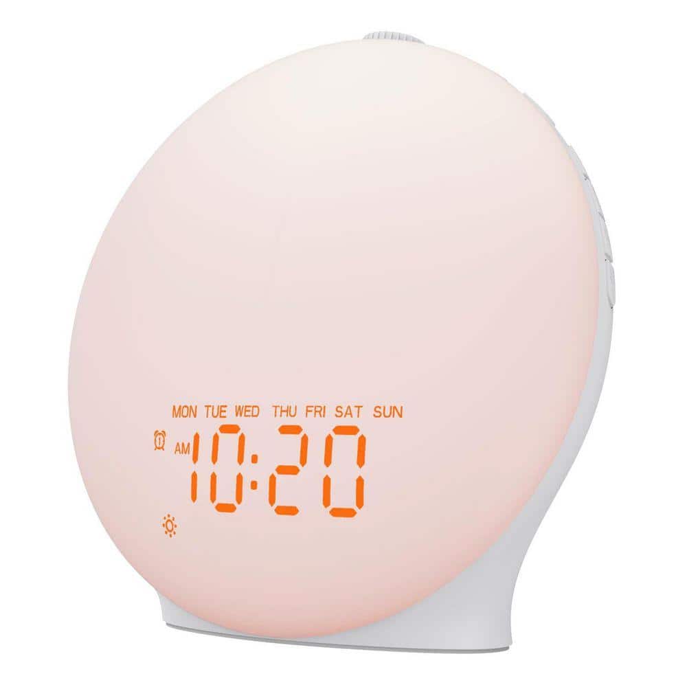 White Sunrise Alarm Clock with 25-Soothing Sounds, 17-Night Lights