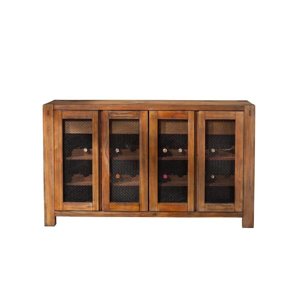 Alpine Furniture Shasta Salvaged Natural Wood 58 in. W Sideboard with Solid Wood, Wine Rack