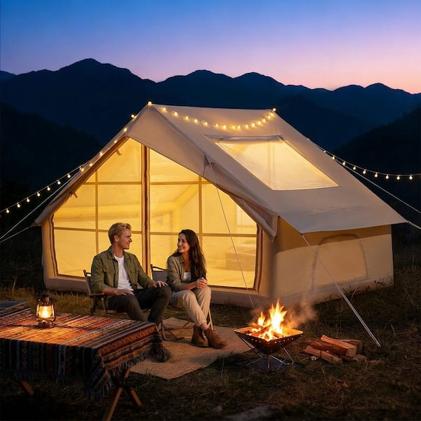DSNAPE Inflatable Series 4-Person Oxford Camping Tent, 4-Season
