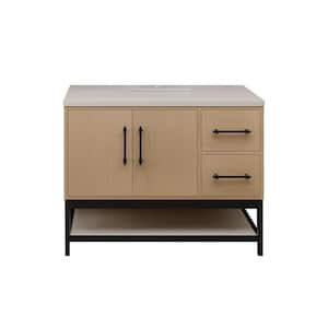 Victoria 42 in. W x 20 in. D x 35 in. H Single Sink Freestanding Frame Bath Vanity in Yellow Oak with White Acrylic Top