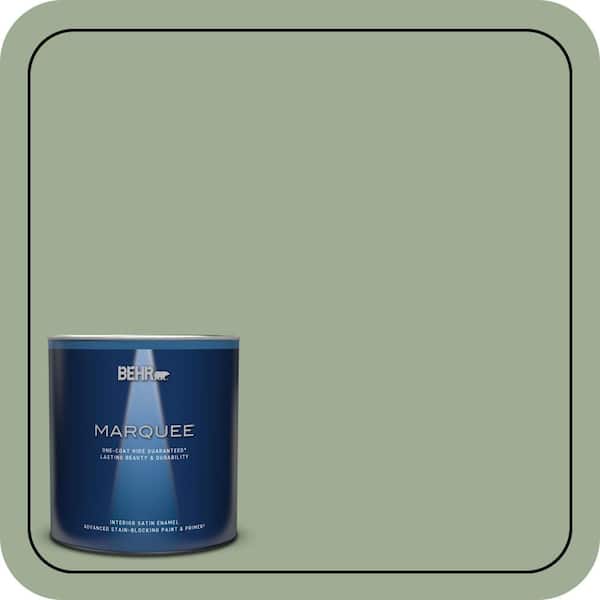 BEHR MARQUEE 1 qt. #S390-4 Roof Top Garden One-Coat Hide Satin Enamel Interior Paint & Primer