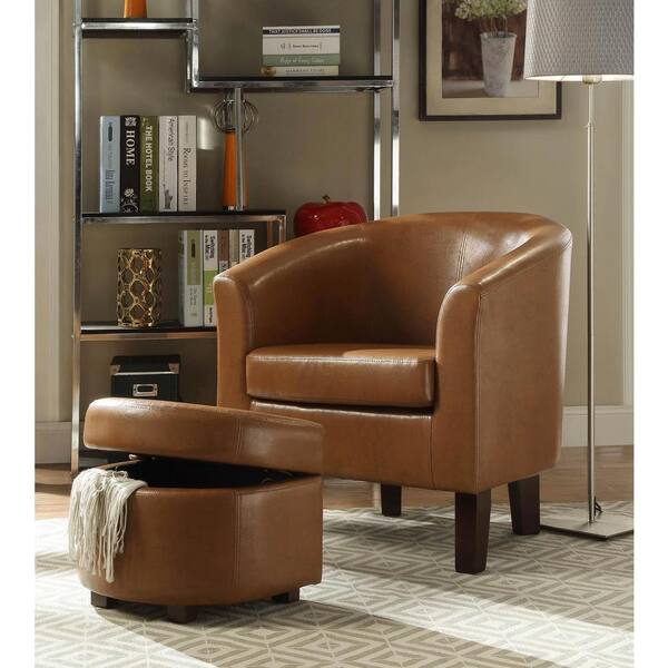 4D Concepts Laguna Havana Brown Polyurethane Arm Chair with Ottoman