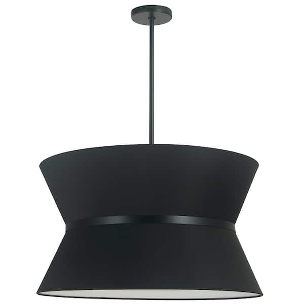Dainolite Caterine 4-Light Black Shaded Pendant Light with Black Fabric Shade