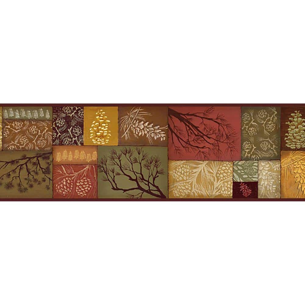 Chesapeake Wenham Red Pinecone Collage Red Wallpaper Border TLL35511B - The  Home Depot