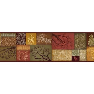 Wenham Red Pinecone Collage Red Wallpaper Border