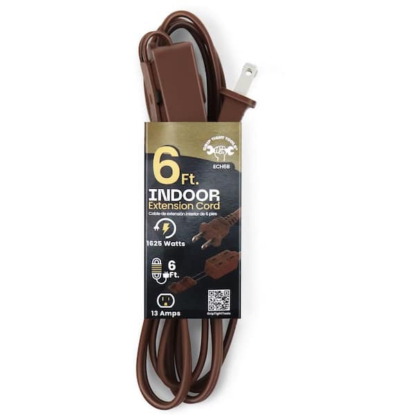 GRIP TIGHT TOOLS 6 ft. 16/2 SPT, Indoor Household Extension Cord, Brown