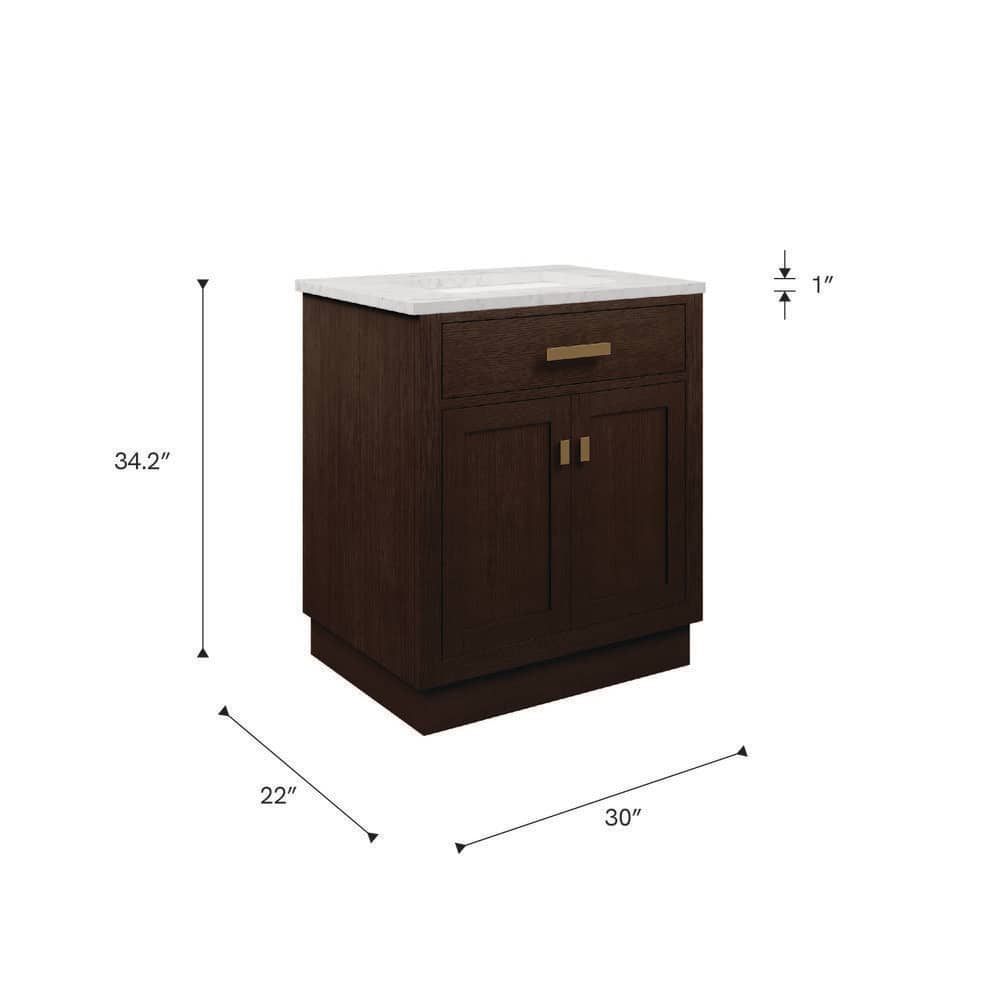 Chestnut Brown Oak Single Bathroom Vanity with Ceramic Sink
