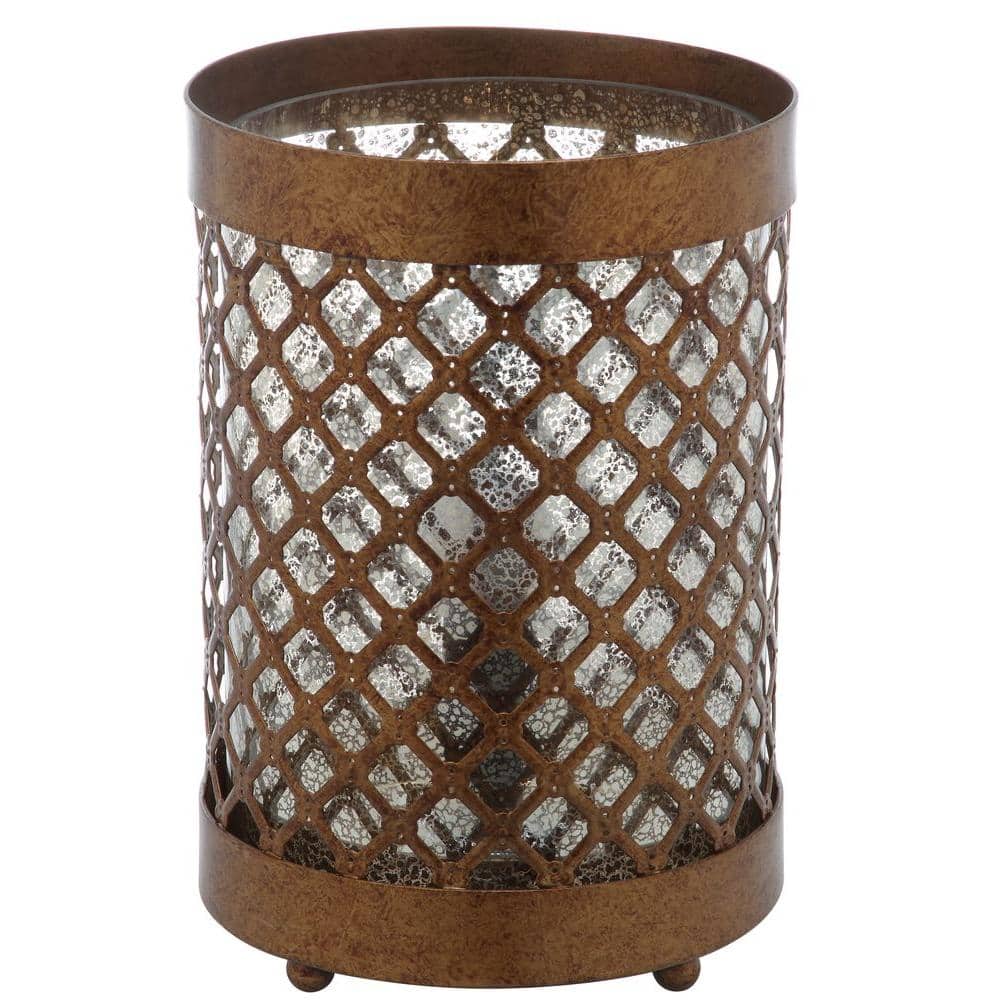 Elegant Borden Gold Mesh Hurricane Lamp Set, 11.5"