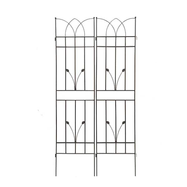 FIROMO 71 in. x 17.7 in. 2-Pack Metal Garden Trellis, Rustproof, Outdoor Trellis, Brown