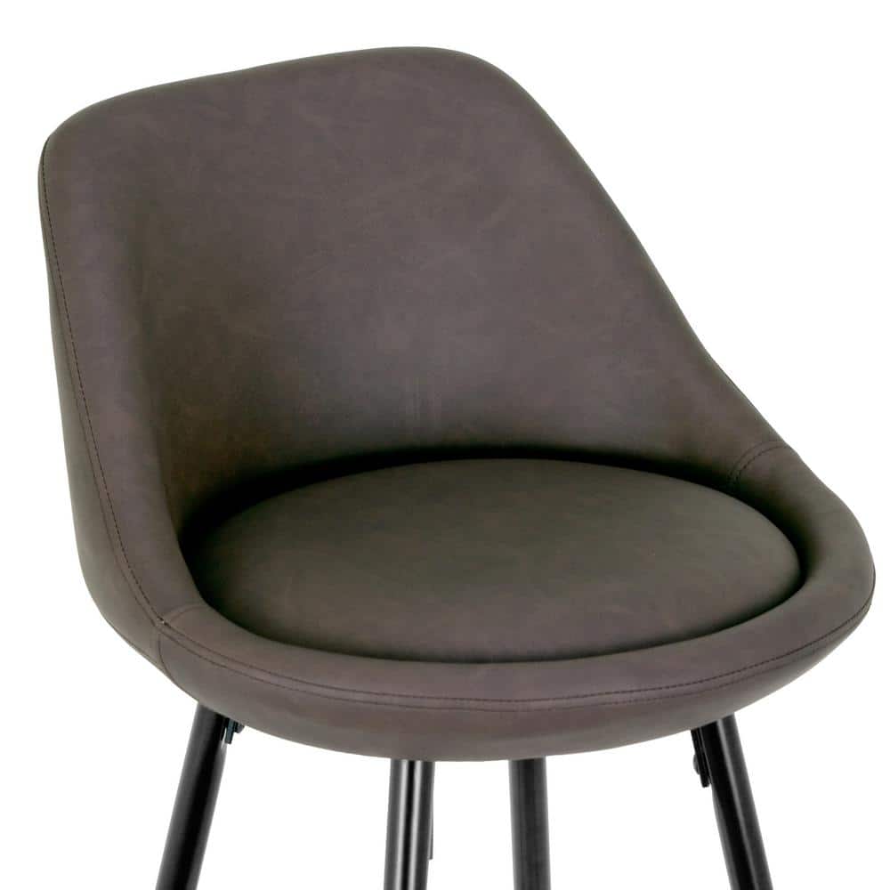 Modern Matte Brown Faux Leather 30'' Counter Stool with Metal Frame (Set of 2)