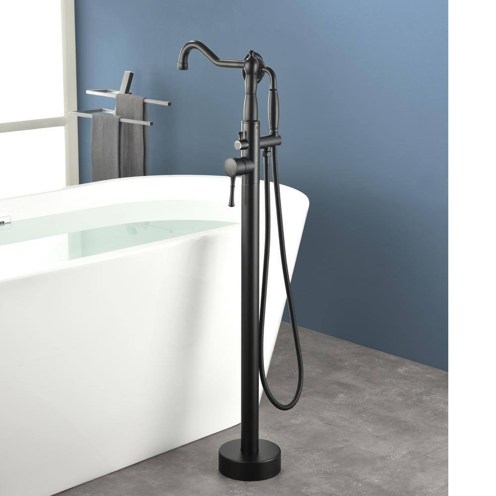 Black Stainless Steel Freestanding Bathtub Faucet with Hand Shower