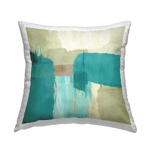 Stupell Industries Teal Shapes Abstraction Blue Square Outdoor Throw Pillow