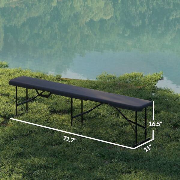 Outsunny 6 ft Outdoor Ottoman Plastic Folding Bench