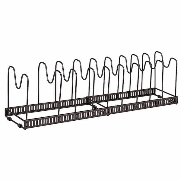 Bronze Expandable Standing Pot Rack, Pan Organizer, Pot Lid Holder with 10-Adjustable Compartment for Cabinet