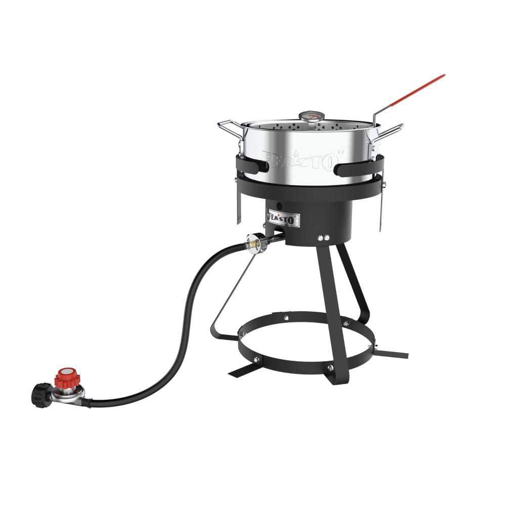 FEASTO 10 qt. Outdoor Propane Gas Fish Fryer Pot Kit with Strainer Basket