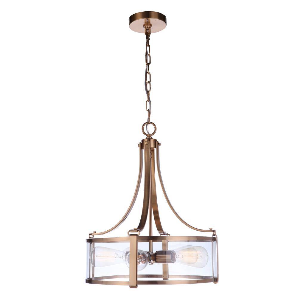 Elliot Satin Brass 5-Light Clear Glass Drum Pendant