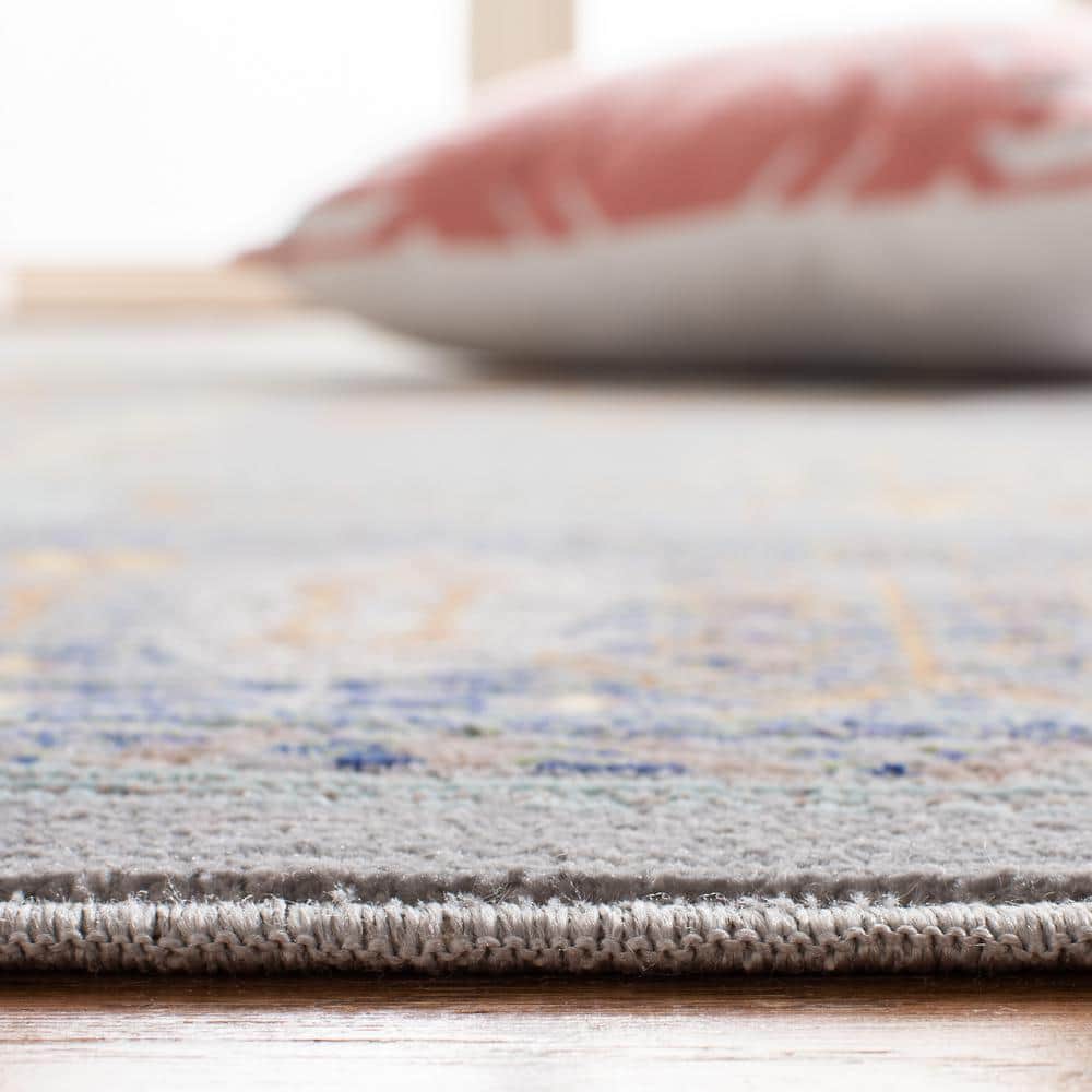 Handmade Square Grey and Multicolor Synthetic Area Rug