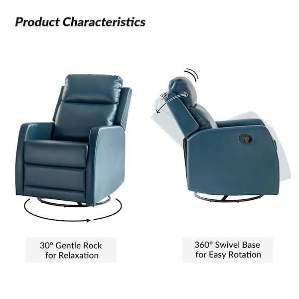 ARTFUL LIVING DESIGN Prudencia Navy Rocker Recliner with Wingback