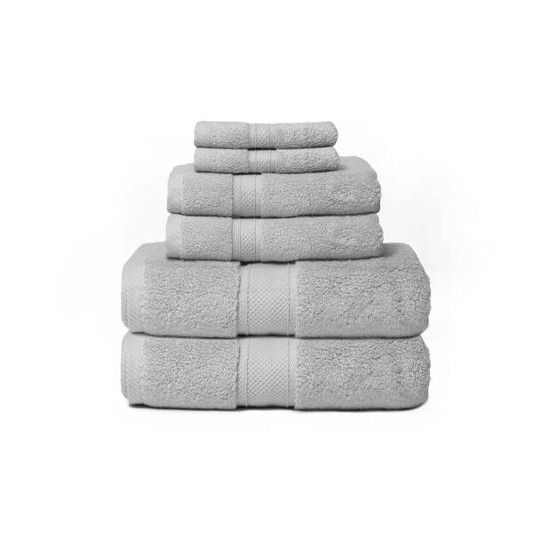 Espalma Hotel Zero Twist 6-Piece 100% Cotton Bath Towel Set in Silver