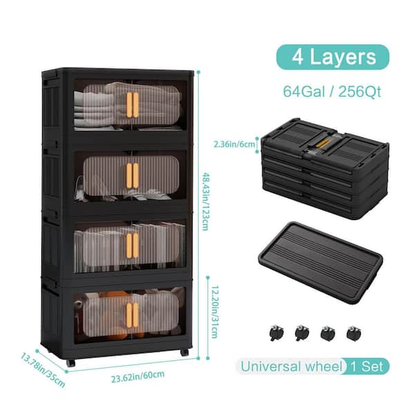 CSC DECOR INC 48 in. H x 24 in. W Black Plastic Folding Storage