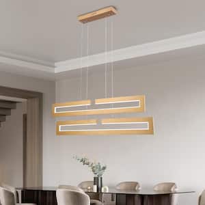 Boston 2- Light Gold Kitchen Island Rectangle Integrated LED Chandelier