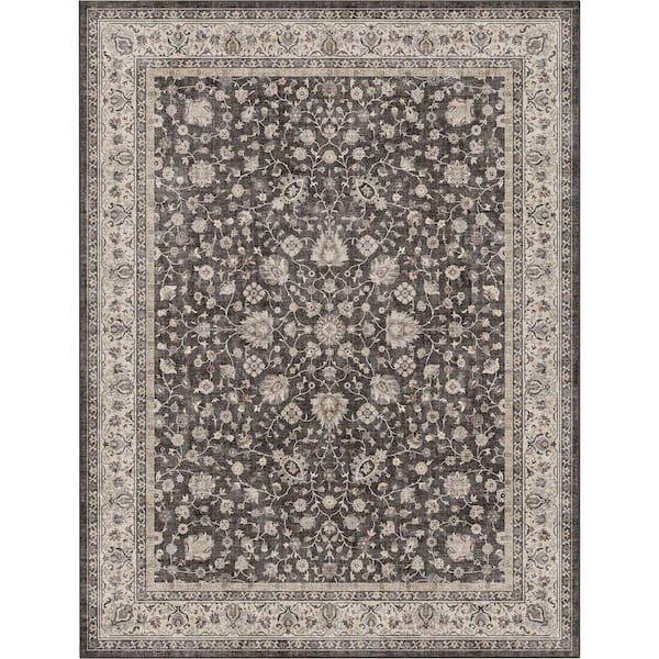 Asha Rome Vintage, Oriental Persian, Black 7 ft. 7 in. x 9 ft. 10 in., Area Rug