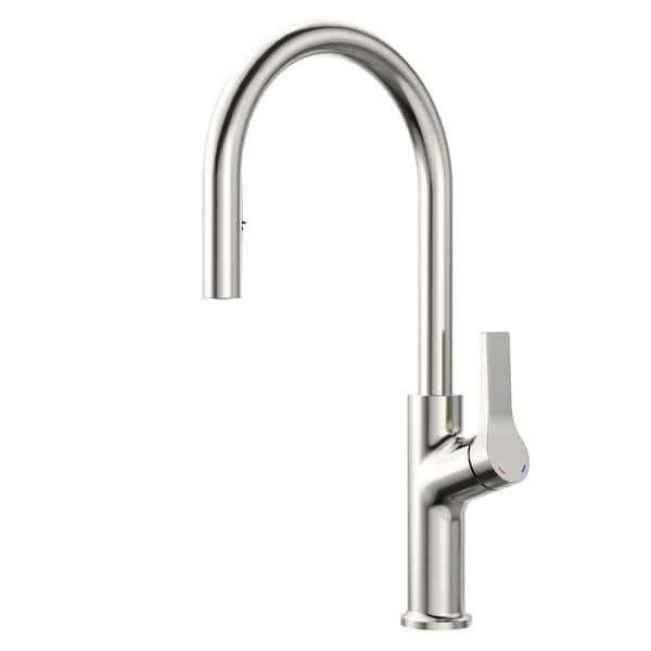 HOMLUX Single-Handle Pull Down Sprayer Kitchen Faucet with Hidden Spray Head in Brushed Nickel