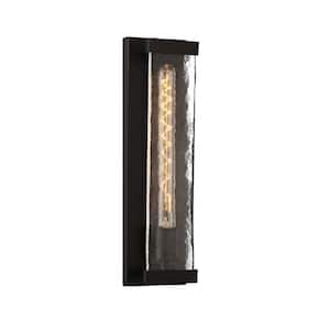 Alberta 4.5 in. W x 17.5 in. H 1-Light English Bronze Wall Sconce with Textured Piastra Glass