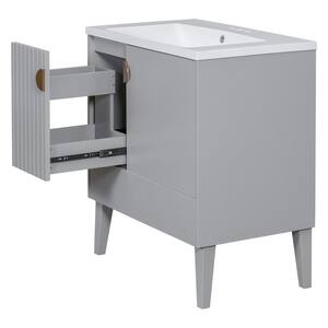 30.00 in. W x 18.00 in. D x 33.10 in. H One Sinks Bath Vanity in Gray with White Ceramic Top