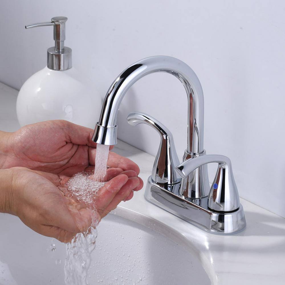 Polished Chrome Double Handle High Arc Bathroom Faucet