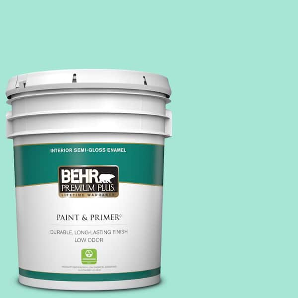 BEHR PREMIUM PLUS 5 gal. #480A-2 Botanical Tint Semi-Gloss Enamel Low Odor Interior Paint & Primer