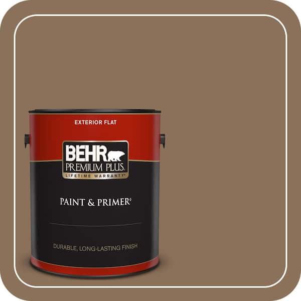 BEHR PREMIUM PLUS 1 gal. #280F-6 Sweet Georgia Brown Flat Exterior Paint & Primer