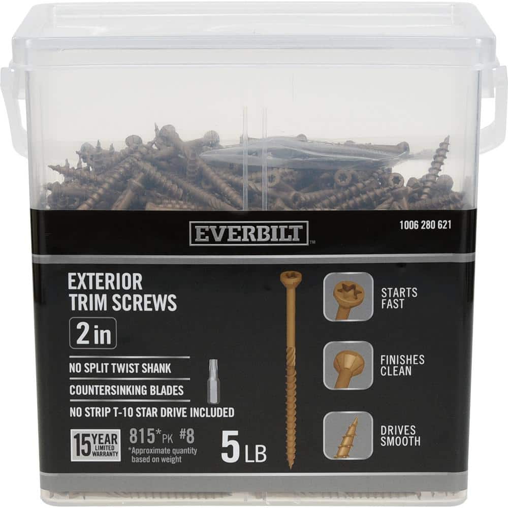 "#8 x 2 in. Star Drive Trim Head Exterior Wood Screws 5 lbs.-Box (815-Piece)" price history on PriceWatchPro