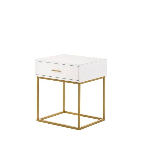 luxeo Catalina 1Drawer White Nightstand 24 in. H x 20.5 in. W x 18.5 in. D LUX1D3161WHT The