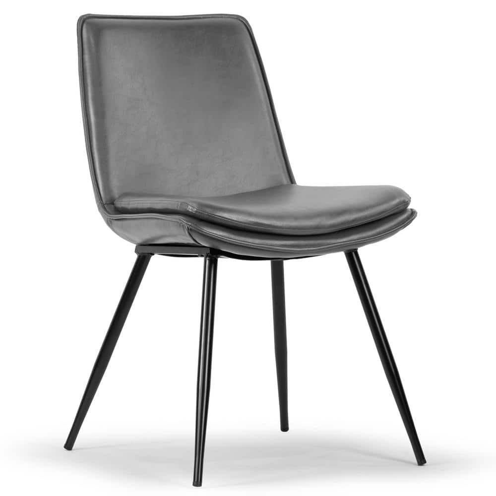 Avalon Gray Faux Leather Upholstered Side Chair with Metal Legs