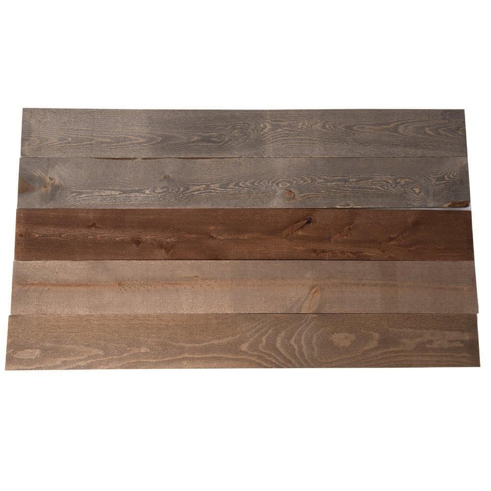 1/2 in. T x 5.5 in. W x 4 ft. L Rustic Brown/Gray Pine Solid Barn Wood Wall Paneling (9-Pack) price history on PriceWatchPro