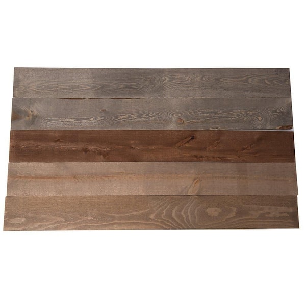 1/2 in. T x 5.5 in. W x 4 ft. L Rustic Brown/Gray Pine Solid Barn Wood Wall Paneling (9-Pack)
