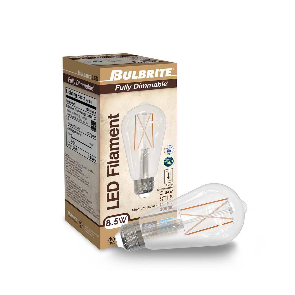 Warm White Dimmable LED Filament Bulb, 2 Pack