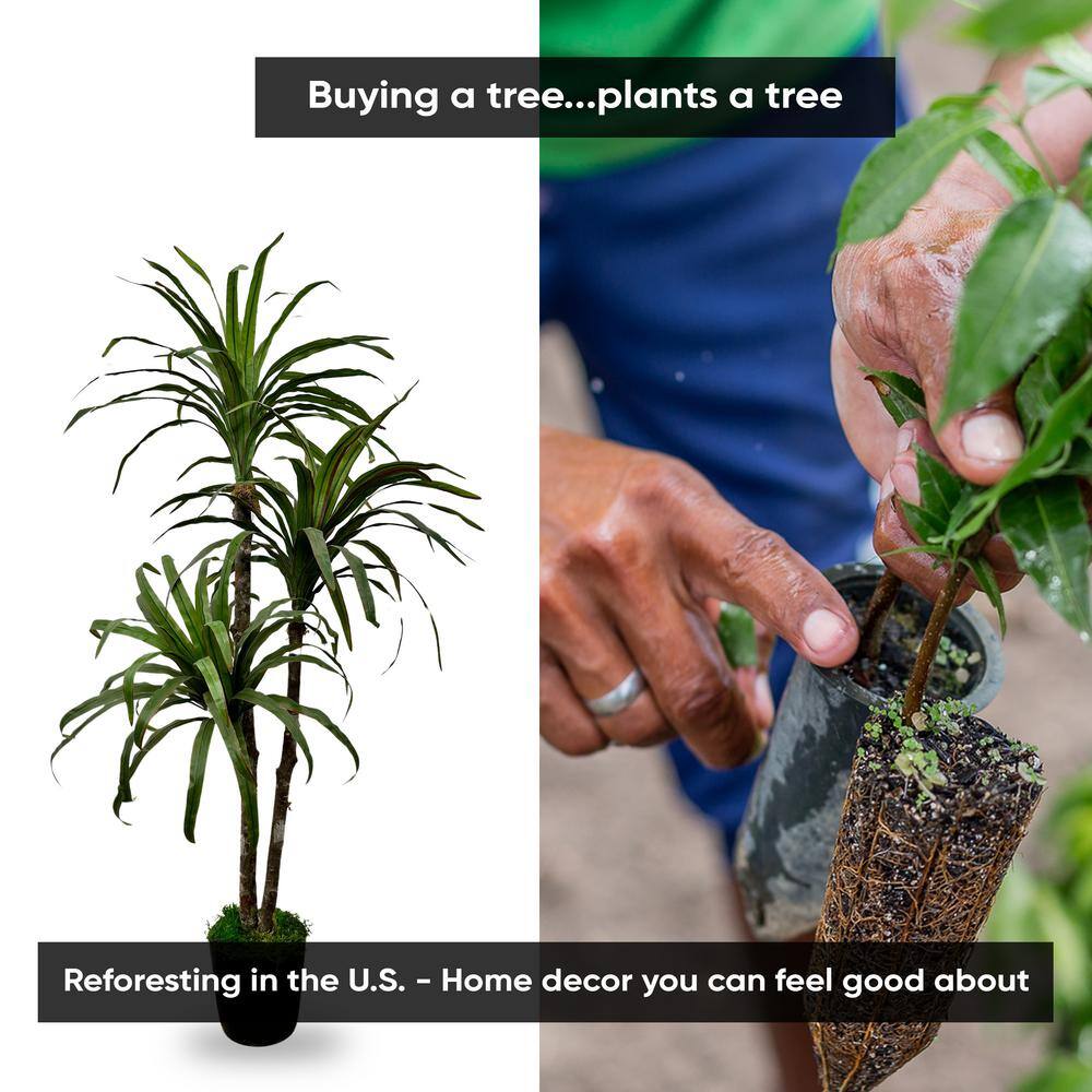 Handmade 4' Green Artificial Yucca Tree in Black Plastic Pot