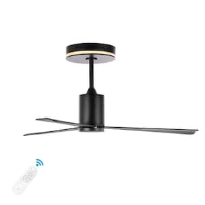 Levi 52 in. 1-Light Indoor Black Contemporary 6-Speed Iron Height Adjustable Integrated LED Ceiling Fan with Remote