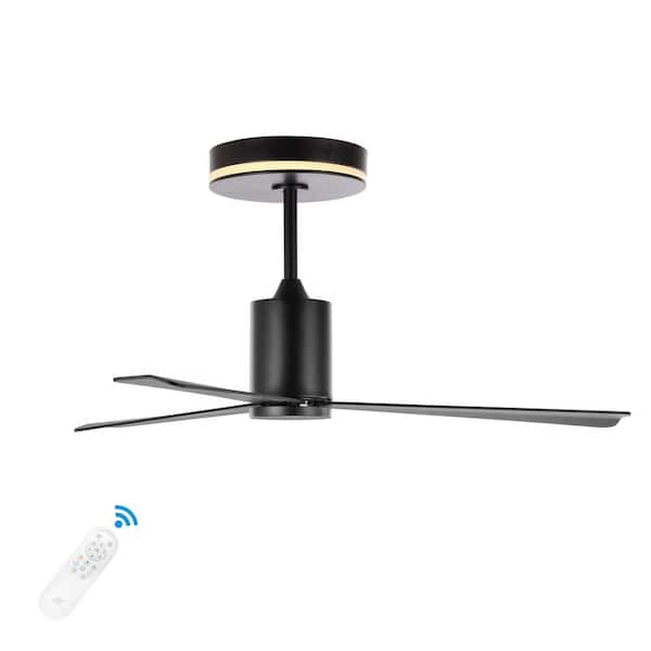 JONATHAN Y Levi 52 in. 1-Light Indoor Black Contemporary 6-Speed Iron Height Adjustable Integrated LED Ceiling Fan with Remote