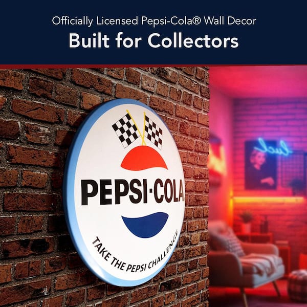 American Art Decor 15 in. Blue, White Pepsi Logo Dome Metal Wall