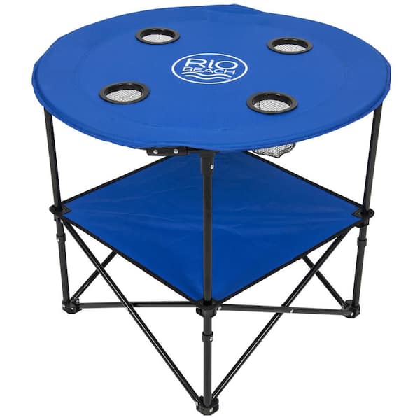 Rio Blue Polyester Folding Portable Family Table