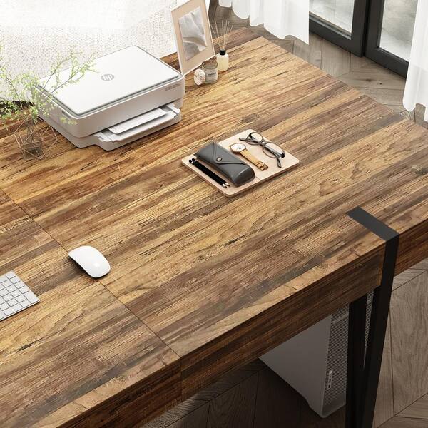 Famapy 78.7 in. Width Rectangular Brown Grain Wood Extendable Writing Desk Office Commercial Desk Computer Meeting Table Brown