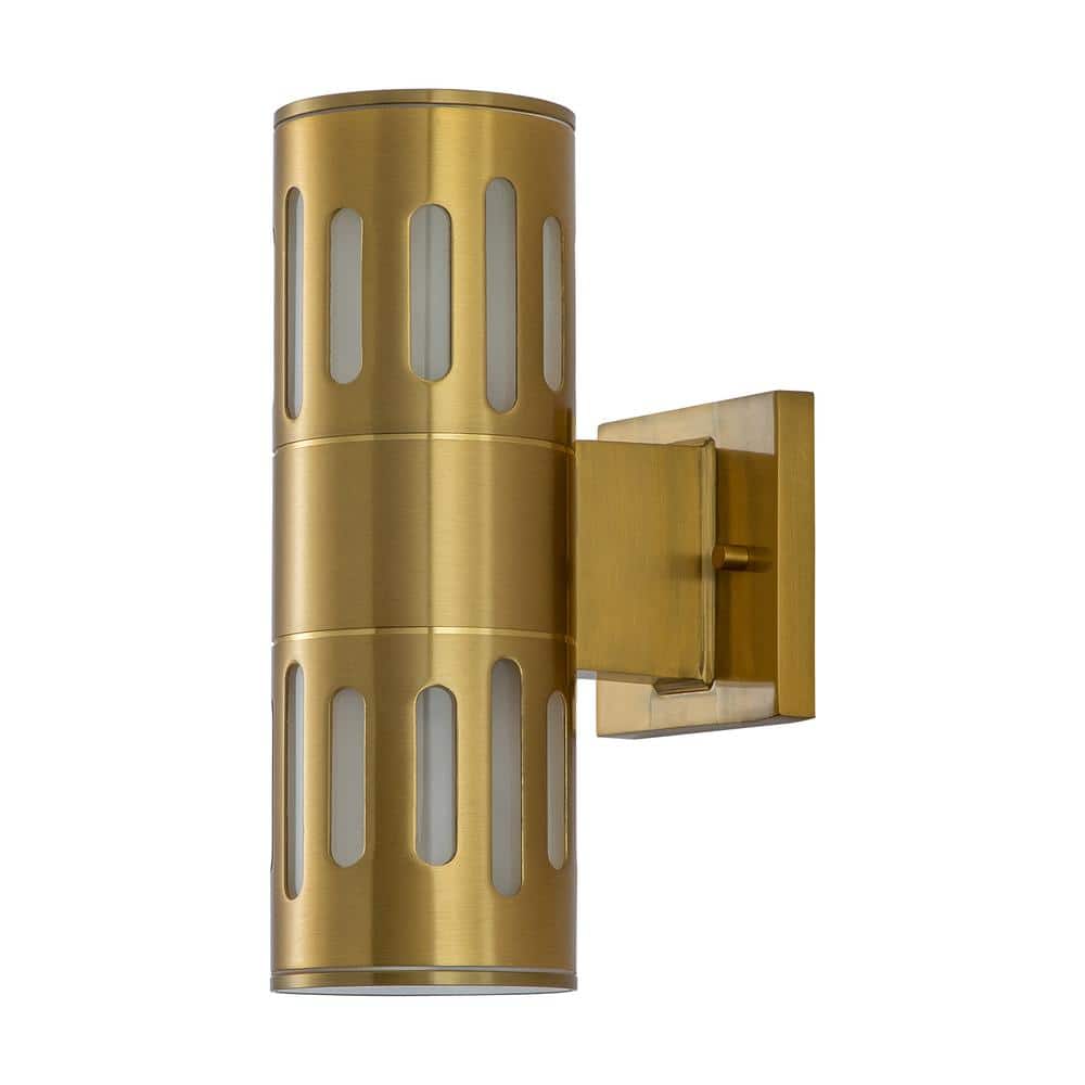 Gold Die-Cast Aluminum Cylinder Outdoor Wall Sconce