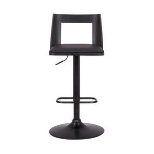 42 in. Black Faux Leather and Iron Swivel Adjustable Height Bar Chair